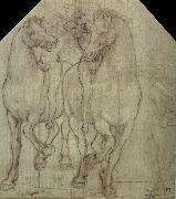 Leonardo  Da Vinci, Horses with horsemen